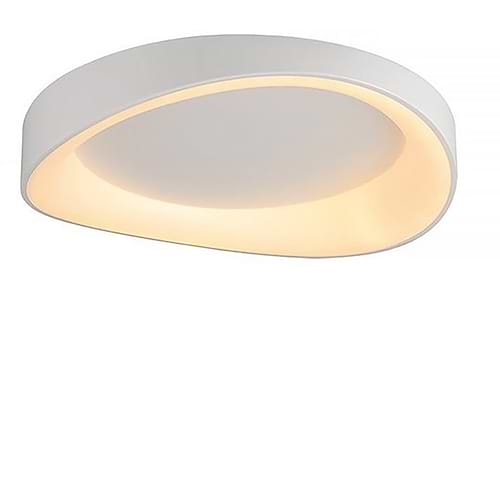 Plafondlamp organische vorm witte buitenzijde, wit van binnen