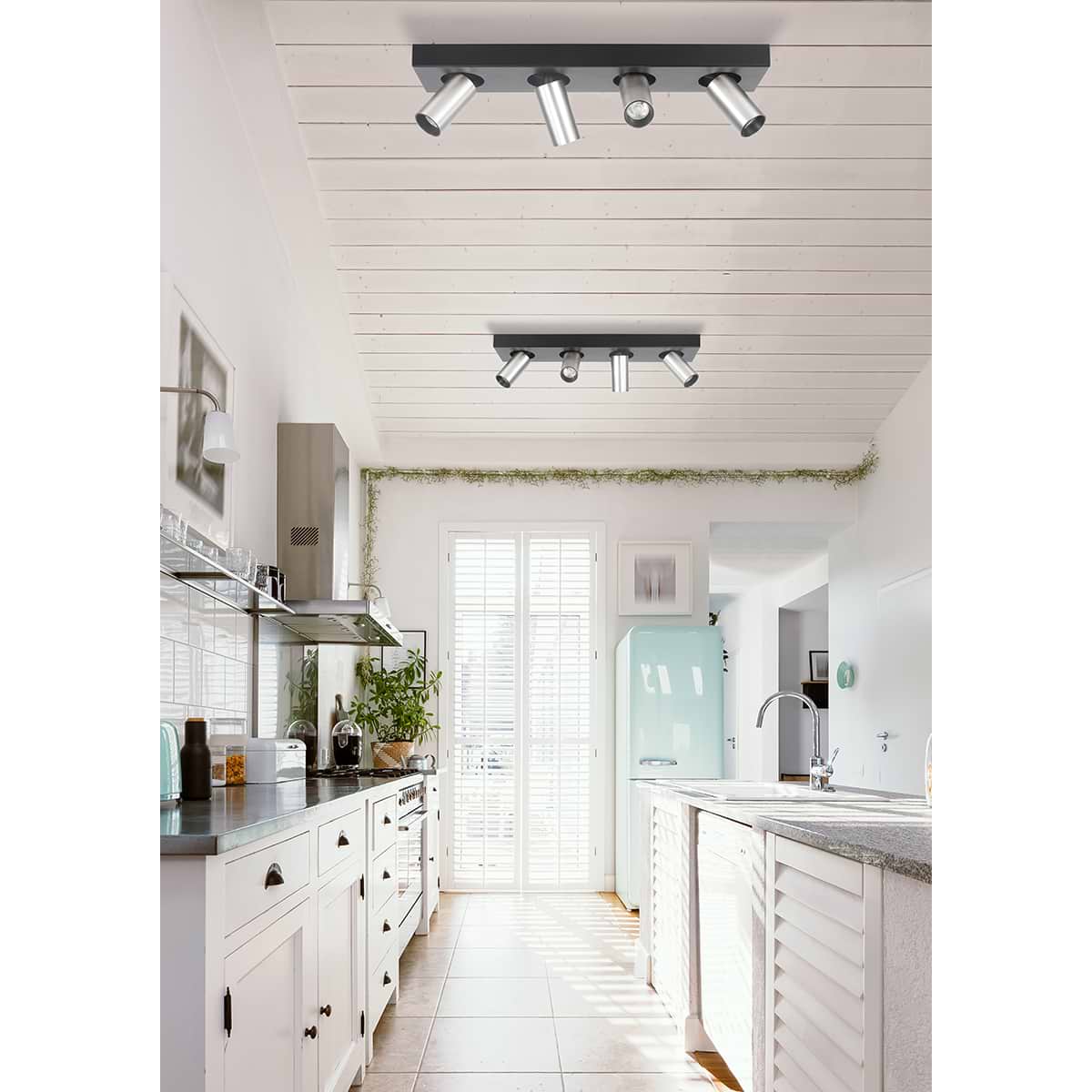 Eliano spot mini 4x GU10 LED rechthoek Zwart/Nikkel zonder lampen - HIGHLIGHT