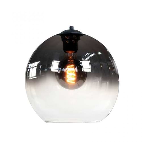 glazen lampenkap half zwart aflopend naar helder glas