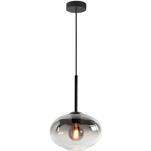 Hanglamp rond met 1 lichtpunt met glazen lampenkap smoke/grijs rookglas kleur
