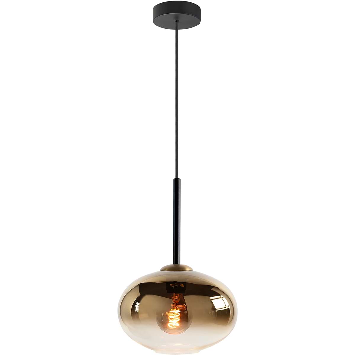 Hanglamp Bellini E27 Zwart/Goud met Glas (G206136) – HIGHLIGHT