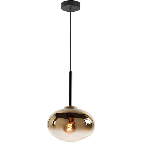 Hanglamp rond met 1 hangende semi gouden glazen bol