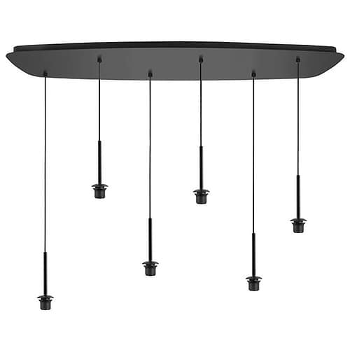 pendel deens ovaal model zwart met 6 lichtpunten