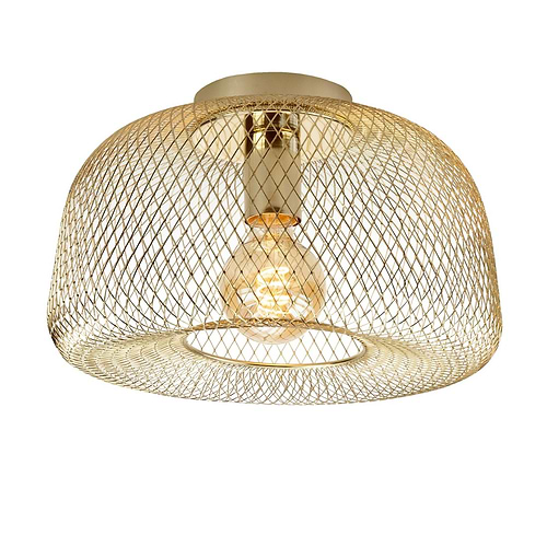 Honingkleurige plafondlamp met gaas