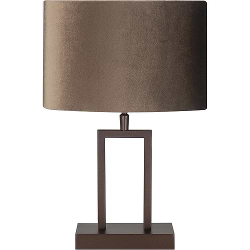 Bruine tafellamp, sfeerlamp, met eenzelfde kleur fluwelen lampenkap