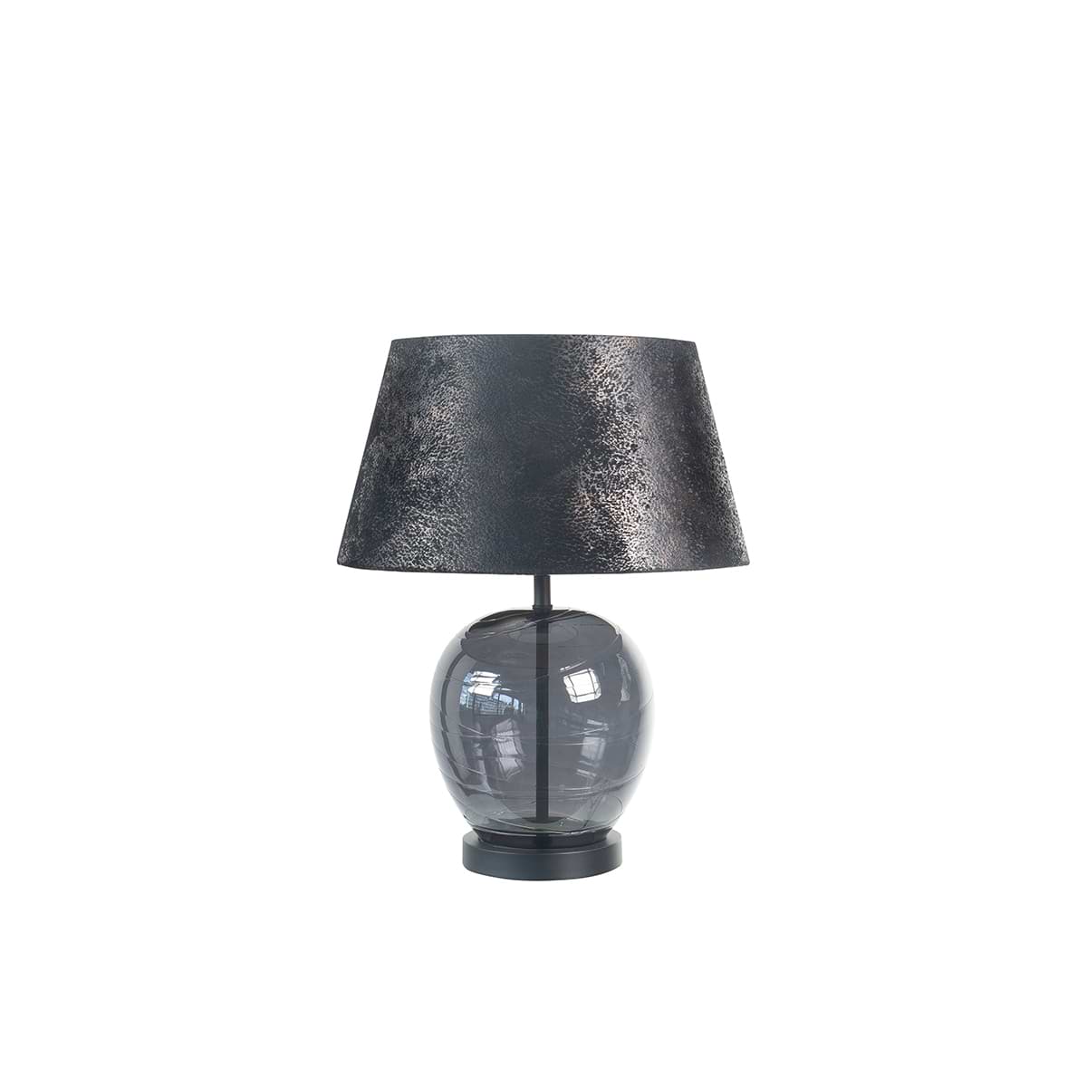 Tafellamp Apple glas middel Zwart + kabel en schakelaar – met kap – HIGHLIGHT