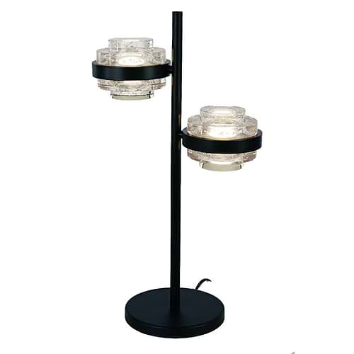 |warte tafellamp met twee sfeervolle glazen heldere lichtpunten