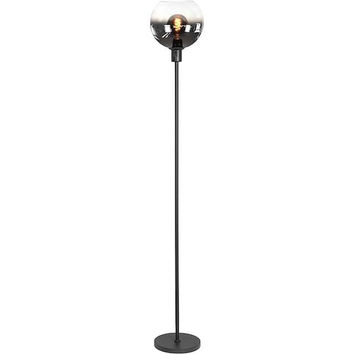 Vloerlamp zwart met glazen lampenkap
