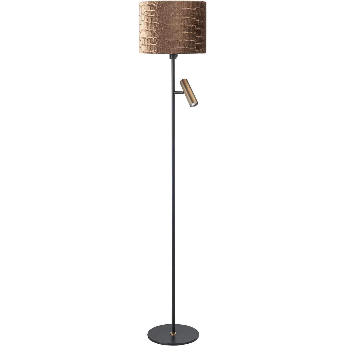Vloerlamp brons kleur met bewerkte fluwelen bronskleurige lampenkap