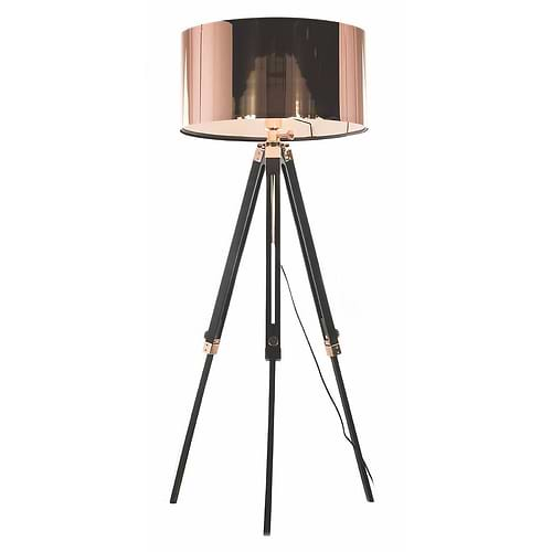 Vloerlamp zwart/koper 1-lichts "Jewel" 150cm hoogte