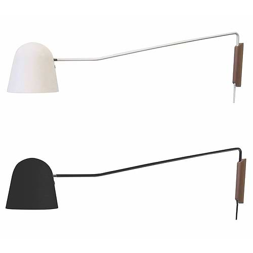 Wandlamp wit 1-lichts "Sensa" arm 118cm kap 20x20cm snoerschak E27