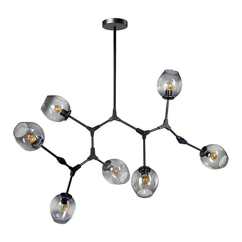 Hanglamp -armatuur zwart glas smoke -modern -7-lichts -Lime - ETH -Expo Trading Holland