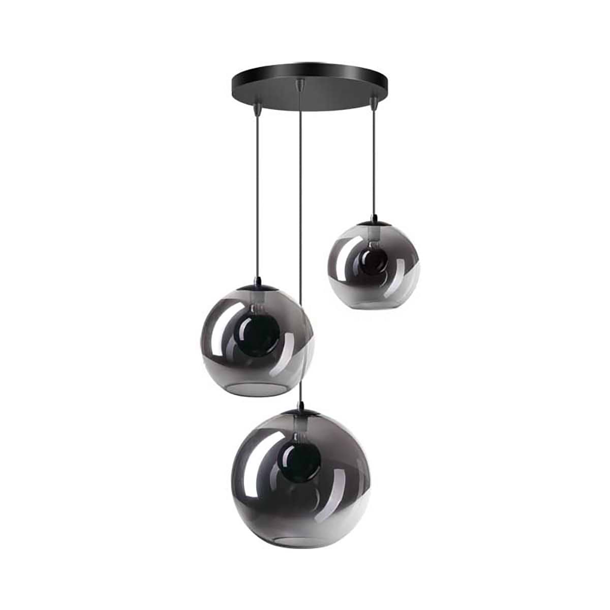 Hanglamp Orb -armatuur zwart -glas smoke -3-lichts -Expo Trading Holland