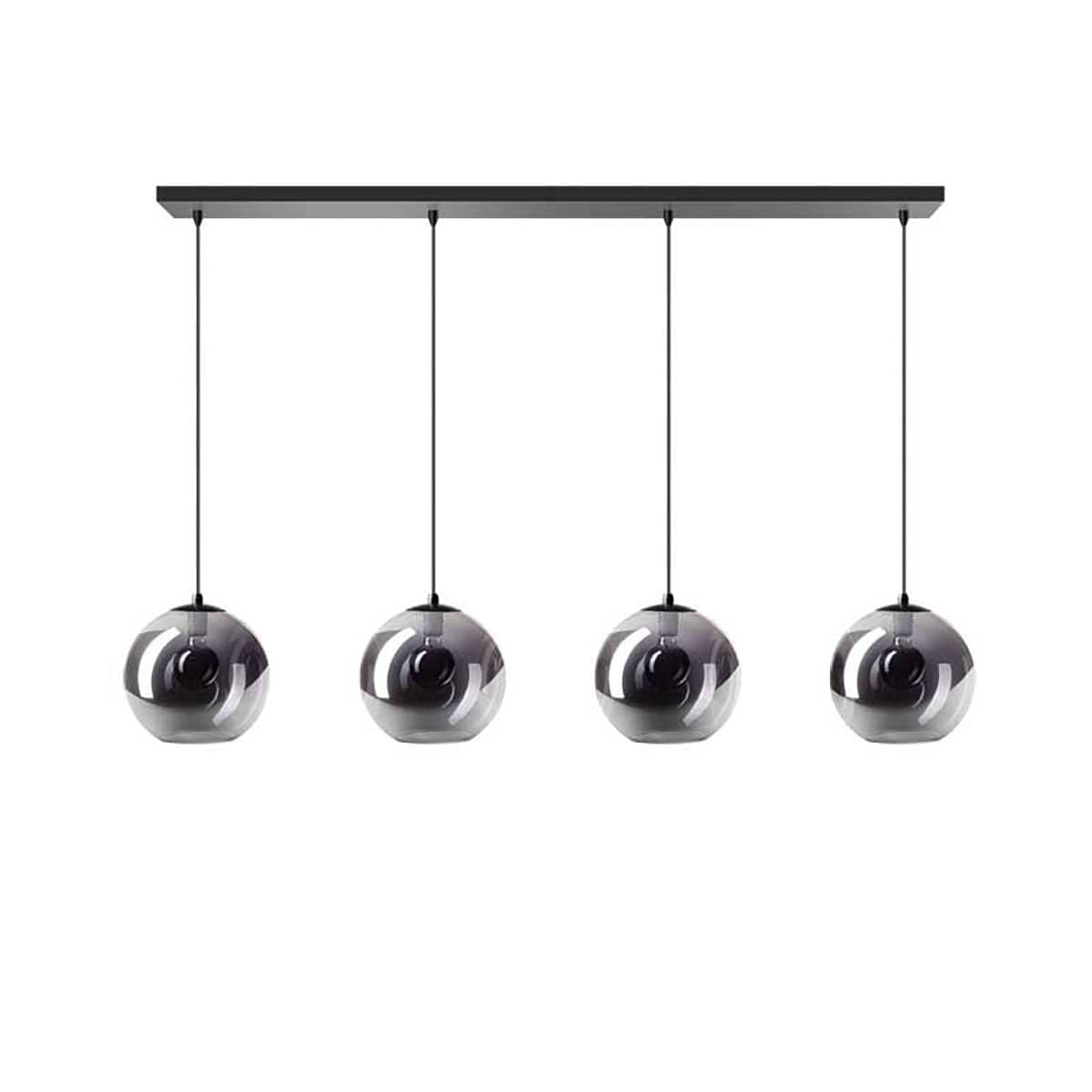 Hanglamp Orb -armatuur zwart -glas smoke -4-lichts -Expo Trading Holland