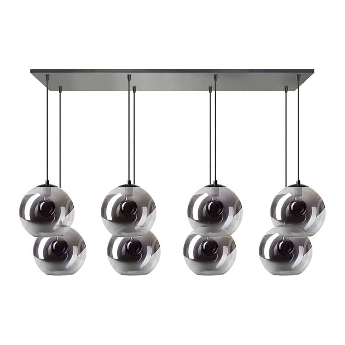 Hanglamp Orb -armatuur zwart -glas smoke -8-lichts -Expo Trading Holland