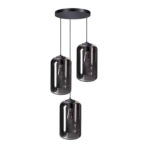 Moderne hanglamp The John -armatuur zwart glas smoke -3-lichts -Expo Trading Holland