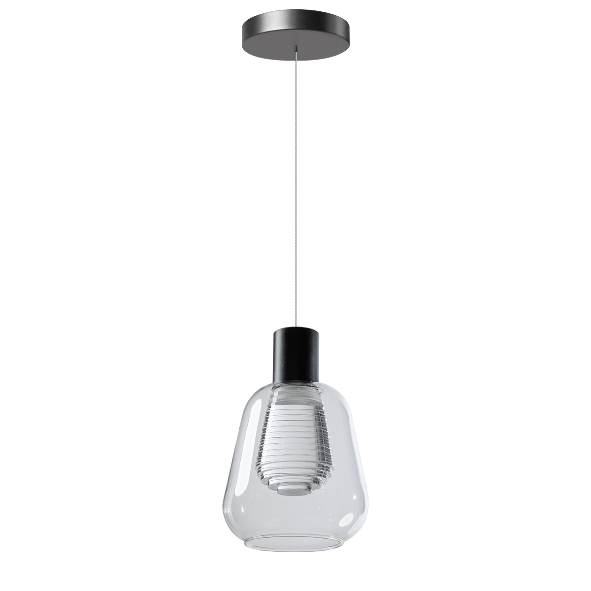 Hanglamp Gary zwart 1-lichts helder glas