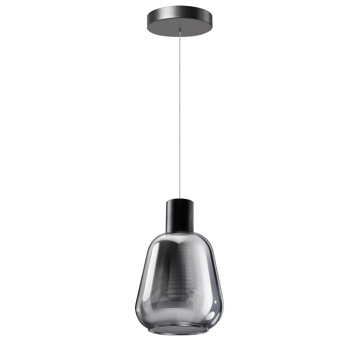 Hanglamp Gary zwart 1-lichts smoke glas