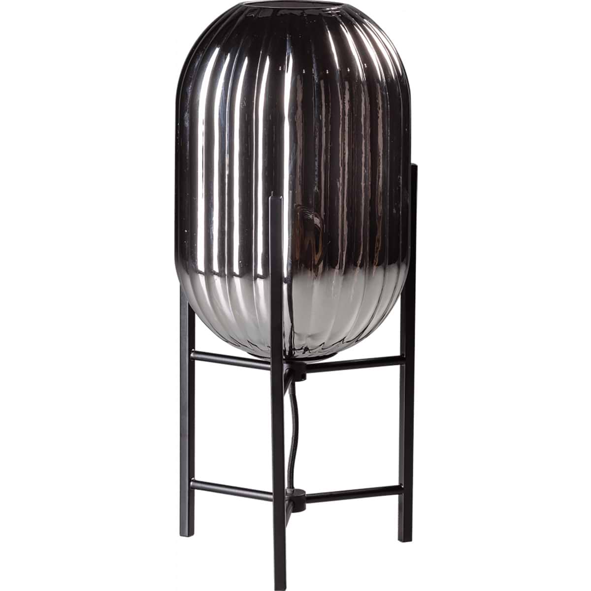 Moderne tafellamp, armatuur zwart glas smoke, 1-lichts, ETH