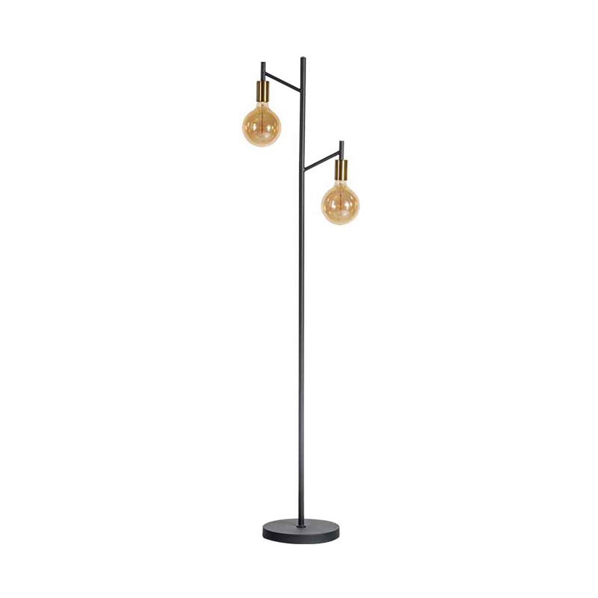 Retro vloerlamp Tree -2-lichts -zwart en messing -Expo Trading Holland