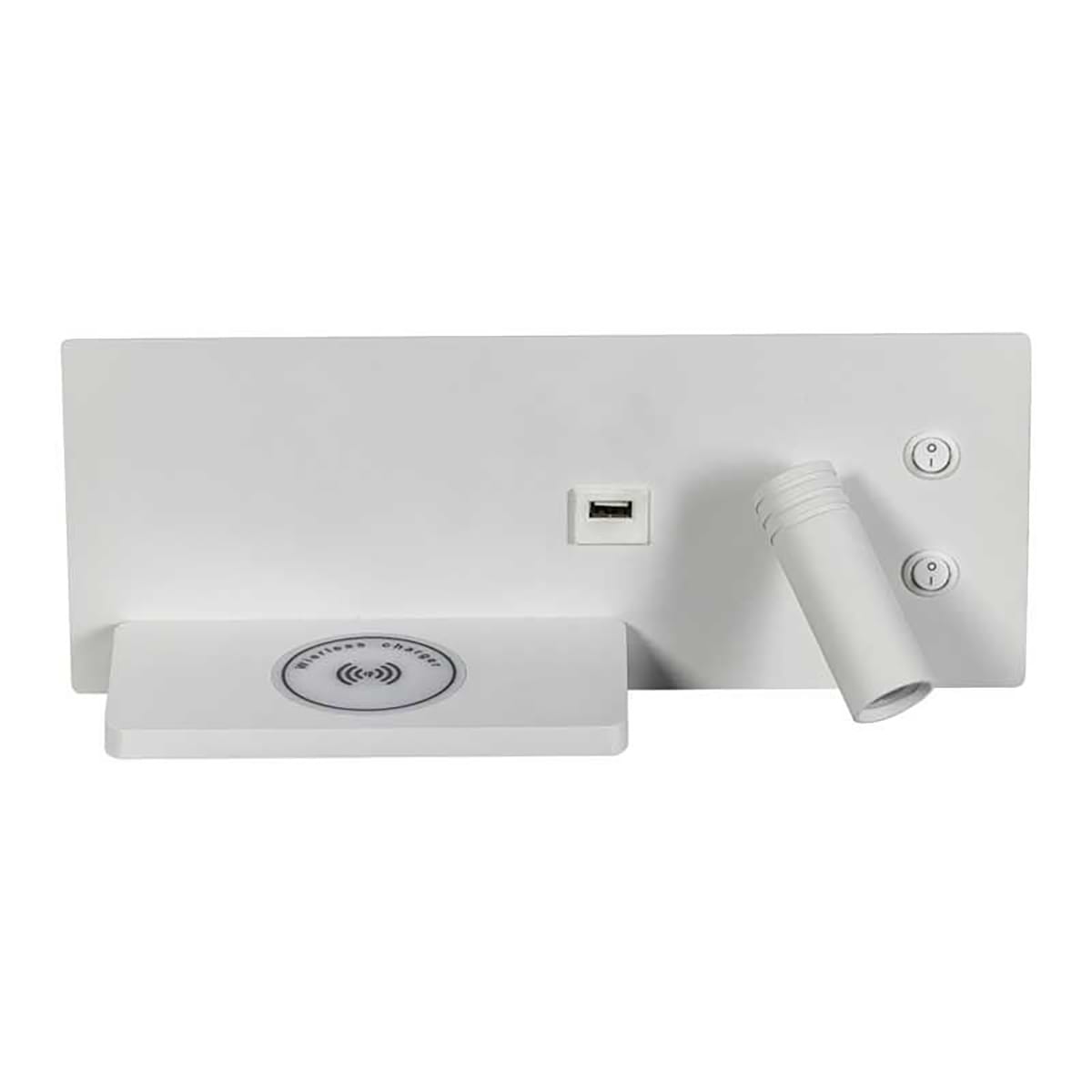 Moderne wandlamp Nighty (rechts) met draadloze oplader -wit -lengte 30 cm -Expo Trading Holland
