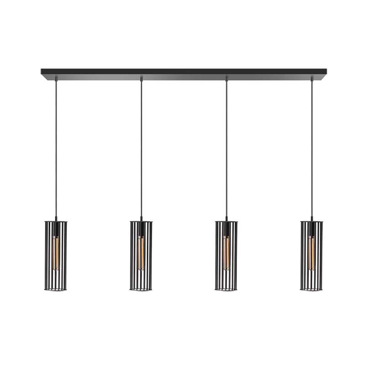 Hanglamp Birdy 4-lichts zwart -industrieel 60W -Expo Trading Holland - ETH