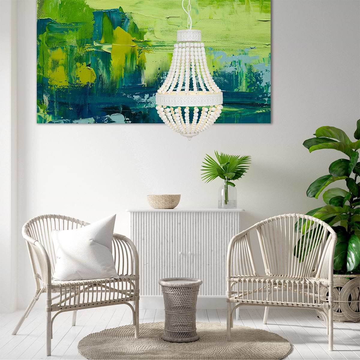 Hanglamp 3-lichts 40cm wood - wit - Ella - Mexlite