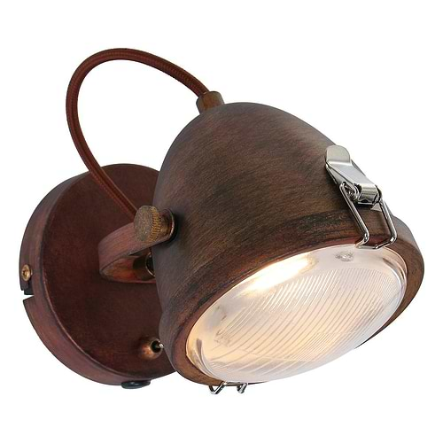 industriële wandlamp Paco - roest bruin - bedlamp - plafond spot - 1-lichts spot MEXLITE - 1311GR - industrielamp - industriële wandlamp - plafondlamp - landelijk - industrieel - Mexlite