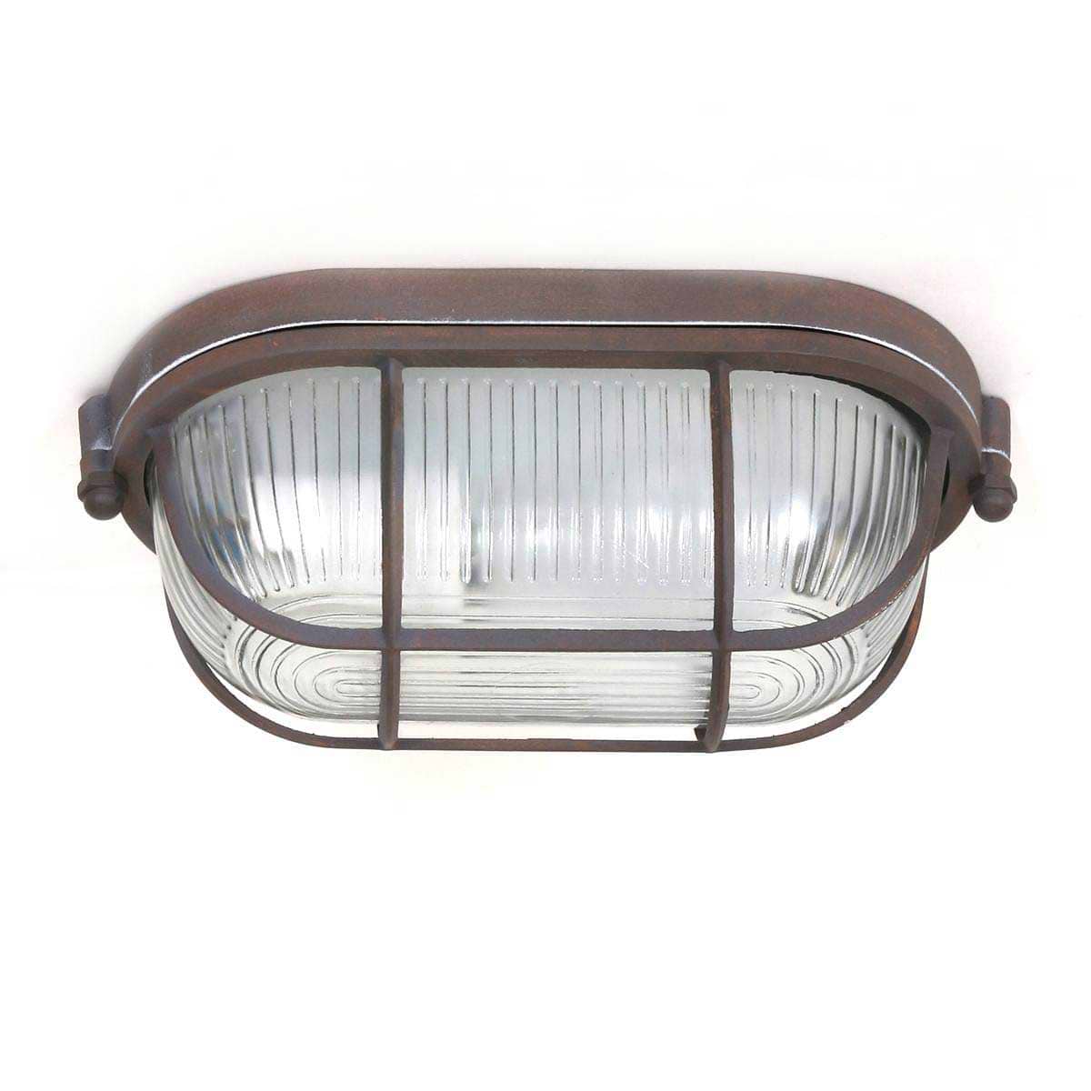 Industriële plafondlamp - industriële wandlamp- 1-lichts klein MEXLITE - 1340B - industriële plafondlamp - industriële wandlamp - industrielamp - Mexlite- Industrieel - Landelijk- Bruin  Roestbruin- Metaal Glas