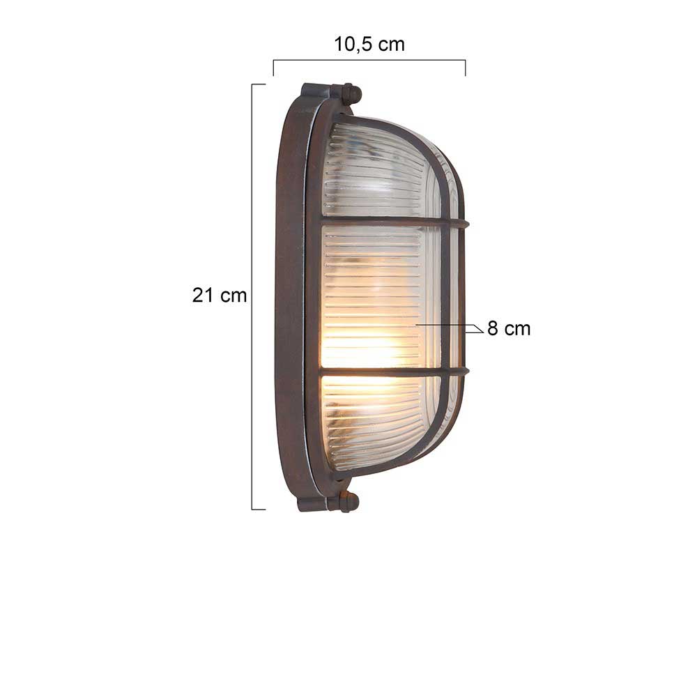 Industriële plafondlamp - industriële wandlamp- 1-lichts klein MEXLITE - 1340B - industriële plafondlamp - industriële wandlamp - industrielamp - Mexlite- Industrieel - Landelijk- Bruin  Roestbruin- Metaal Glas