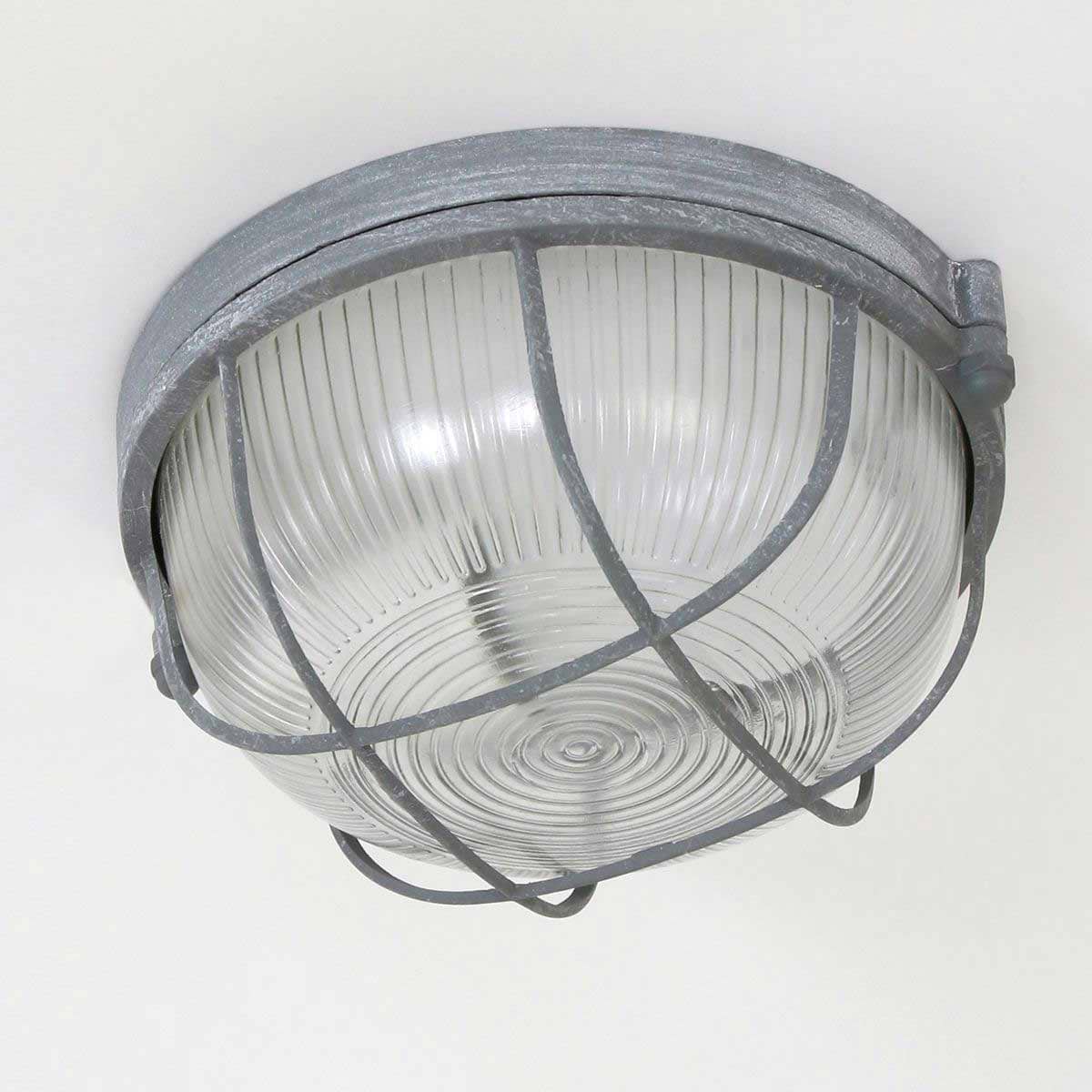 Industriële plafondlamp - industriële wandlamp- 1-lichts beton rond MEXLITE - 1342GR - industriële plafondlamp - industriële wandlamp - industrielamp - Mexlite- Industrieel - Landelijk- Grijs  - Metaal Glas