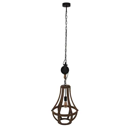 Hanglamp 1-lichts hout ANNE LIGHTING - 1349BE - Hanglamp- Anne Lighting- liberty bell- Klassiek - Landelijk- blank eiken Zwart - Hout Metaal