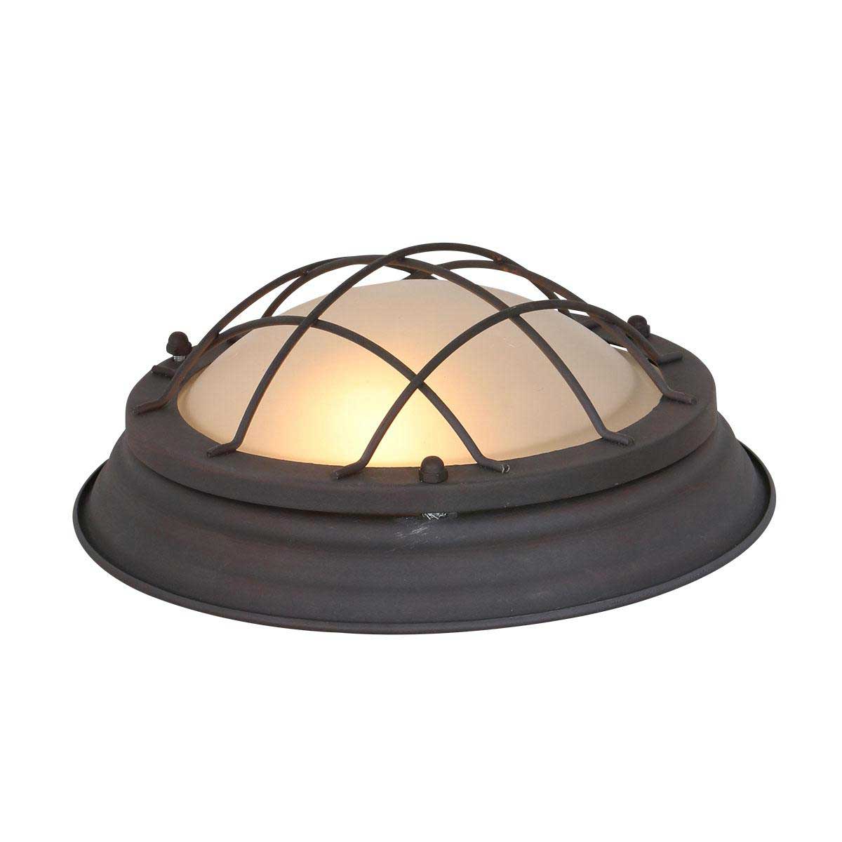 industriële plafondlamp - Industriële wandlamp - industriële plafonnier - 1-lichts bruin 28cm MEXLITE - 1357B - Industriële plafondlamp - Industrie lamp - Industriële plafonnier - Industriële wandlamp - Mexlite - Industrieel - Landelijk - Bruin - Metaal Glas
