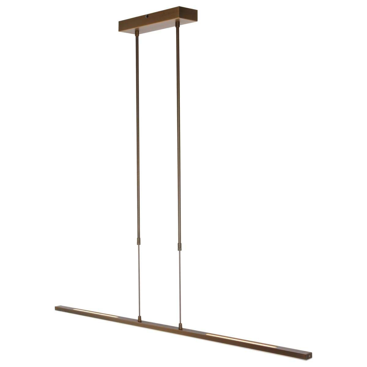 Smalle hanglamp LED 122 cm dimbaar STEINHAUER - 1482BR- Hanglamp- Steinhauer- Zelena LED - Design - Brons met witte pirex onderstrip- Metaal