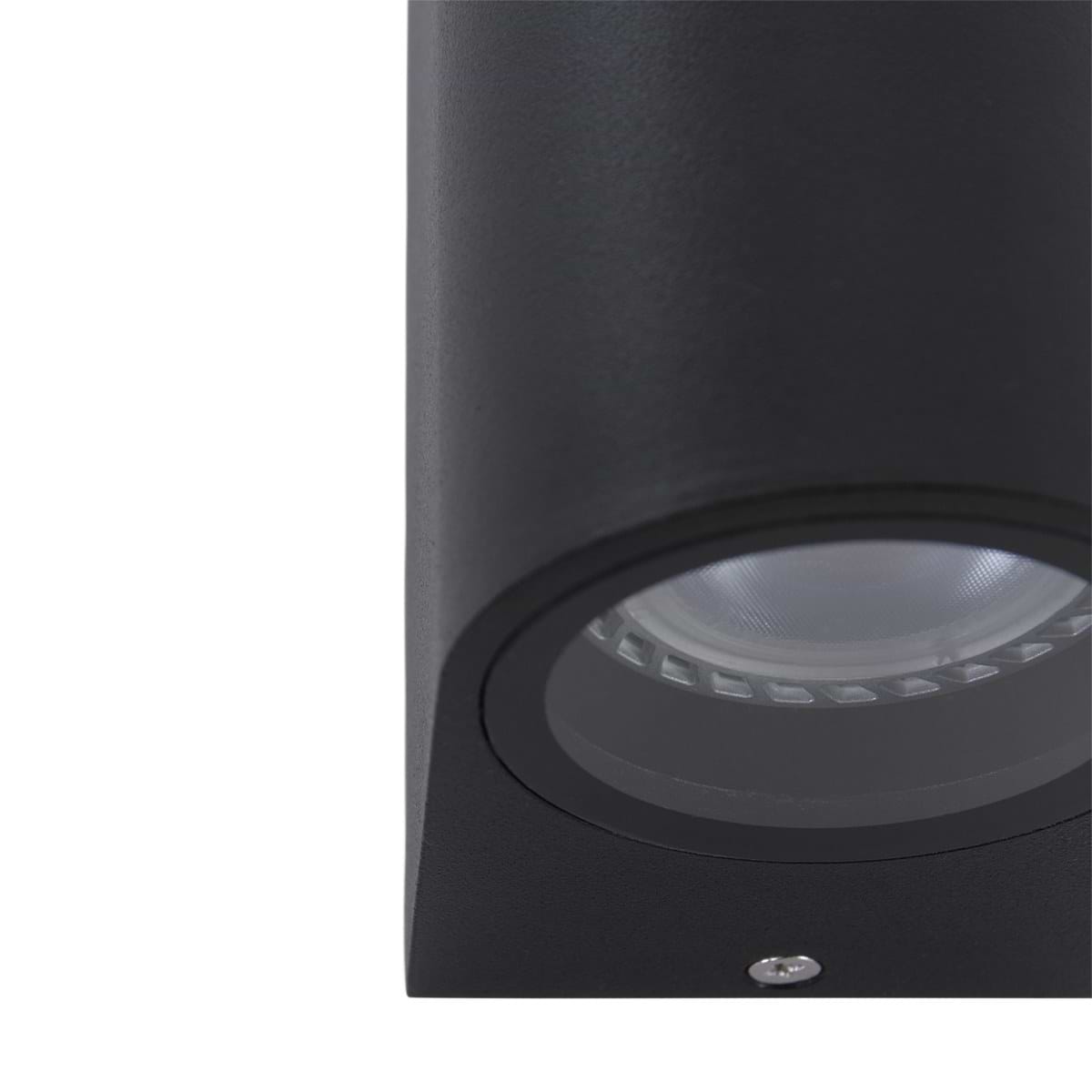 Buitenlamp 2-lichts wand rond GU10 STEINHAUER - 1496ZW - Tuinverlichting - Buitverlichting- Steinhauer- Logan- Modern- Zwart  - Aluminium