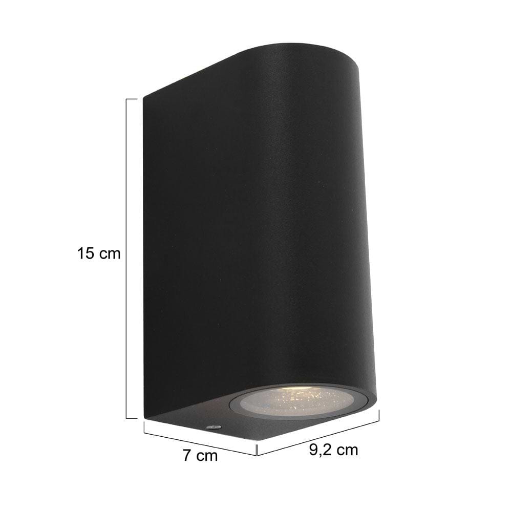Buitenlamp 2-lichts wand rond GU10 STEINHAUER - 1496ZW - Tuinverlichting - Buitverlichting- Steinhauer- Logan- Modern- Zwart  - Aluminium