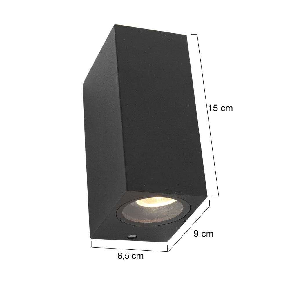 Buitenlamp 2-lichts wand rechth GU10 STEINHAUER - 1497ZW - Tuinverlichting - Buitverlichting- Steinhauer- Logan- Modern- Zwart  - Aluminium