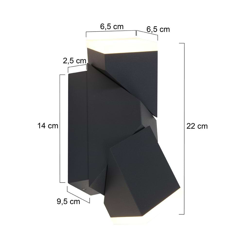 Buitenlamp 2-lichts wand LED rechthoek 2x6-5w STEINHAUER - 1507ZW - Tuinverlichting - Buitverlichting- Steinhauer- Diversen- Diversen- Zwart  -