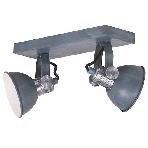 Industriële plafondlamp met twee verstelbare spots - Spot 2-lichts GU10 STEINHAUER - 1534GR - Plafondlamp - Plafond spots - Steinhauer - Brooklyn - Industrieel - Grijs -  Betonlook met staal accenten - Metaal