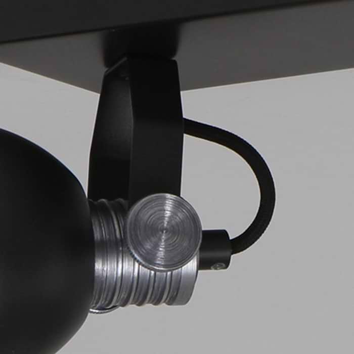 Industriële plafondlamp met twee verstelbare spots - Spot 2-lichts GU10 STEINHAUER - 1534ZW - Plafondlamp - Plafond spots - Steinhauer - Brooklyn - Industrieel - Stoer - Zwart - Zwart met staal accenten- Metaal