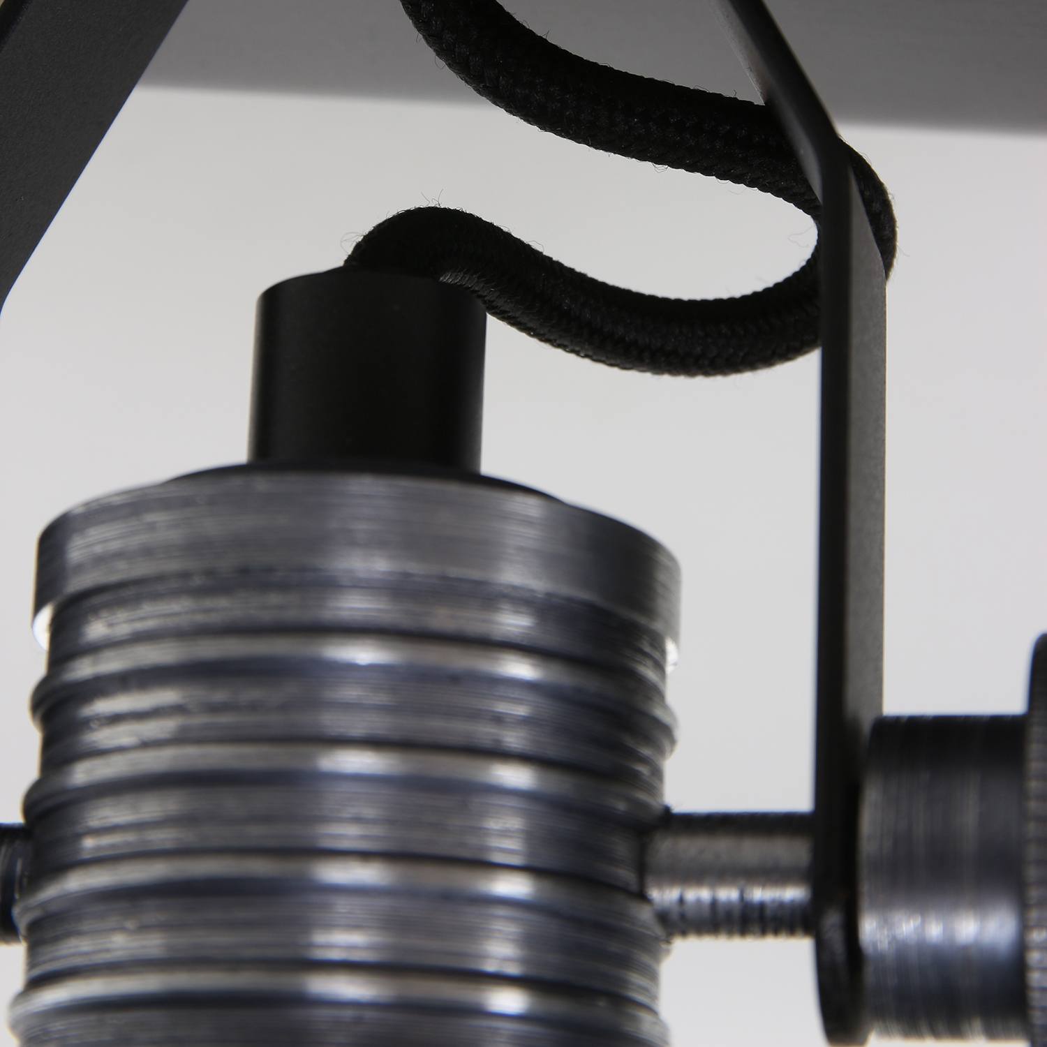 Industriële plafondlamp met twee verstelbare spots - Spot 2-lichts GU10 STEINHAUER - 1534ZW - Plafondlamp - Plafond spots - Steinhauer - Brooklyn - Industrieel - Stoer - Zwart - Zwart met staal accenten- Metaal