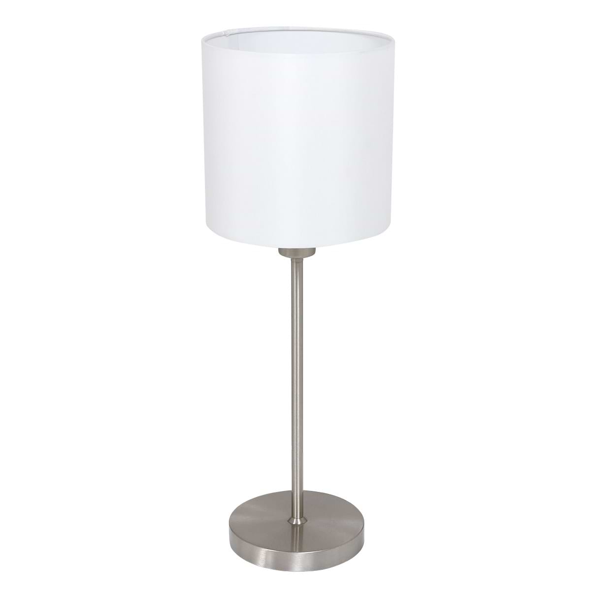 Tafellamp - staal inclusief witte linnen kap - 56 cm hoog - Noor - 1562ST - Mexlite. De lamp is te bedienen met een schakelaar op het armatuur.