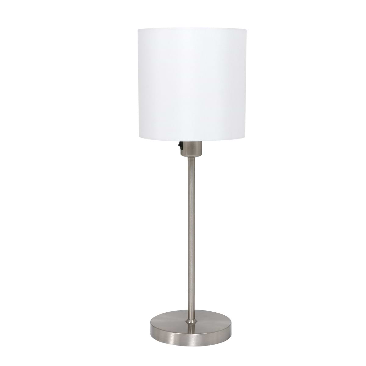Tafellamp - staal inclusief witte linnen kap - 56 cm hoog - Noor - 1562ST - Mexlite. De lamp is te bedienen met een schakelaar op het armatuur.