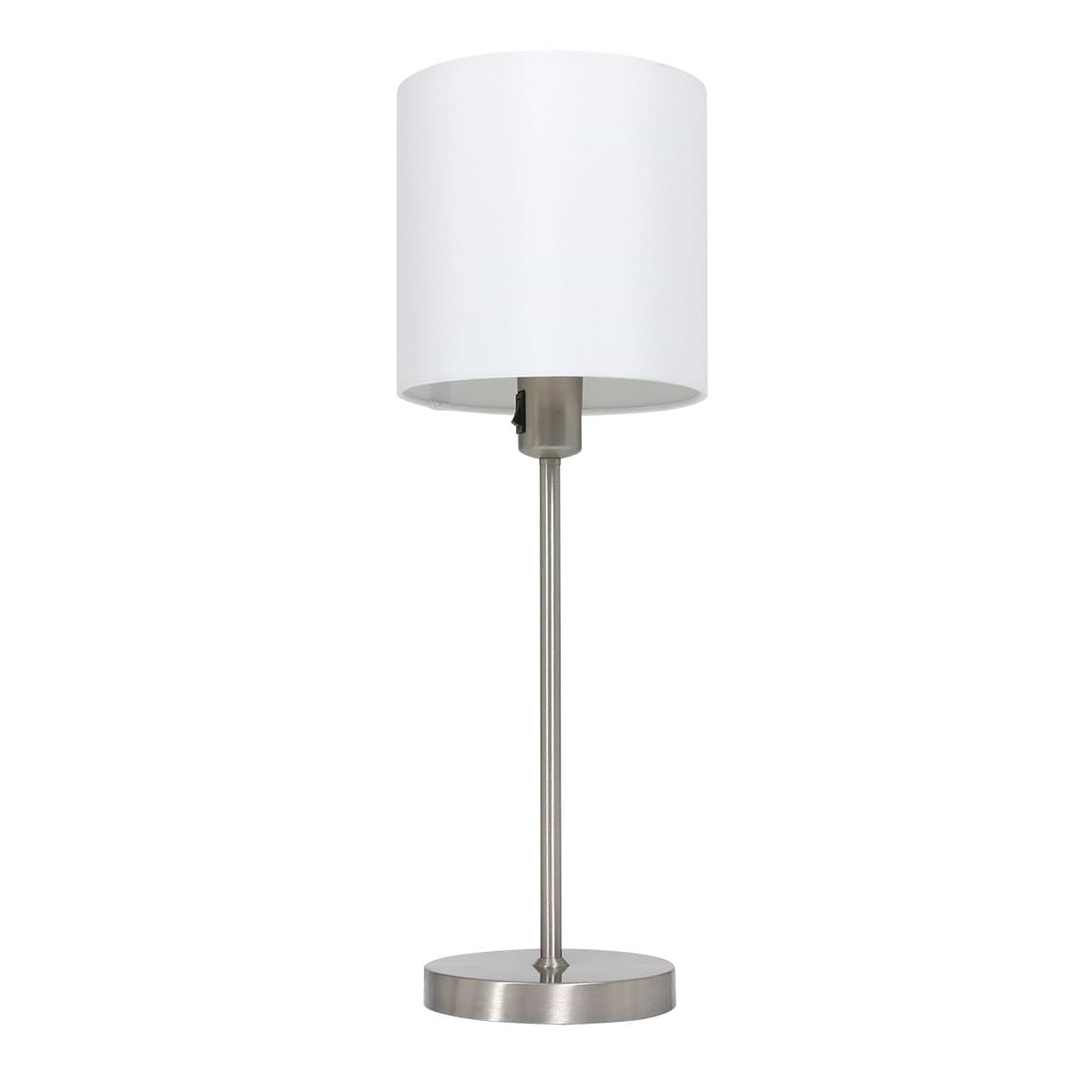 Tafellamp - staal inclusief witte linnen kap - 56 cm hoog - Noor - 1562ST - Mexlite. De lamp is te bedienen met een schakelaar op het armatuur.