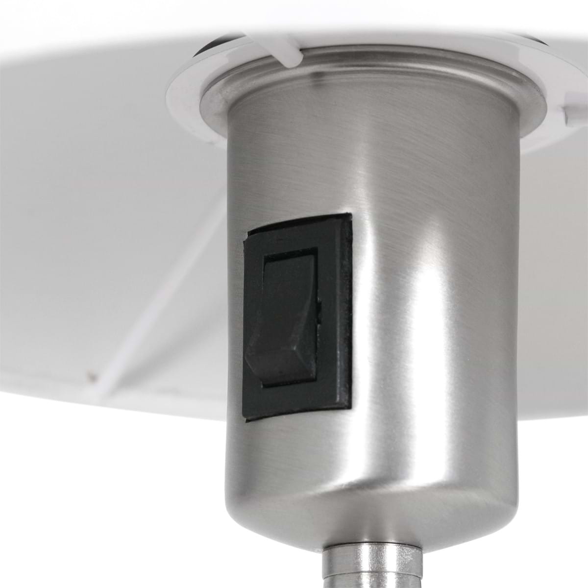 Tafellamp - staal inclusief witte linnen kap - 56 cm hoog - Noor - 1562ST - Mexlite. De lamp is te bedienen met een schakelaar op het armatuur.