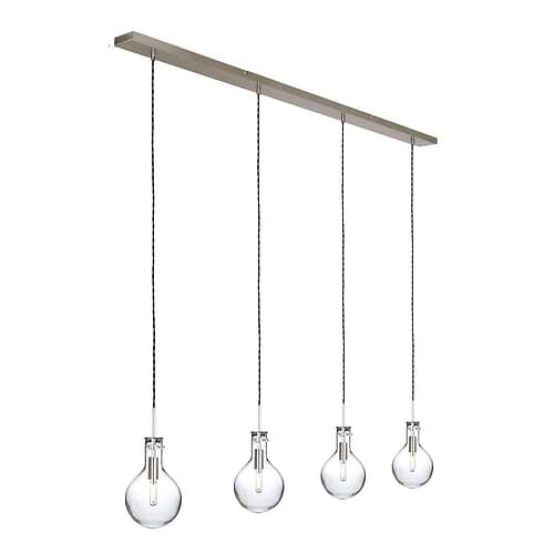 Hanglamp 4-lichts glas E14 (incl. LED lamp) - staal en transparant - Elegance LED - Steinhauer
