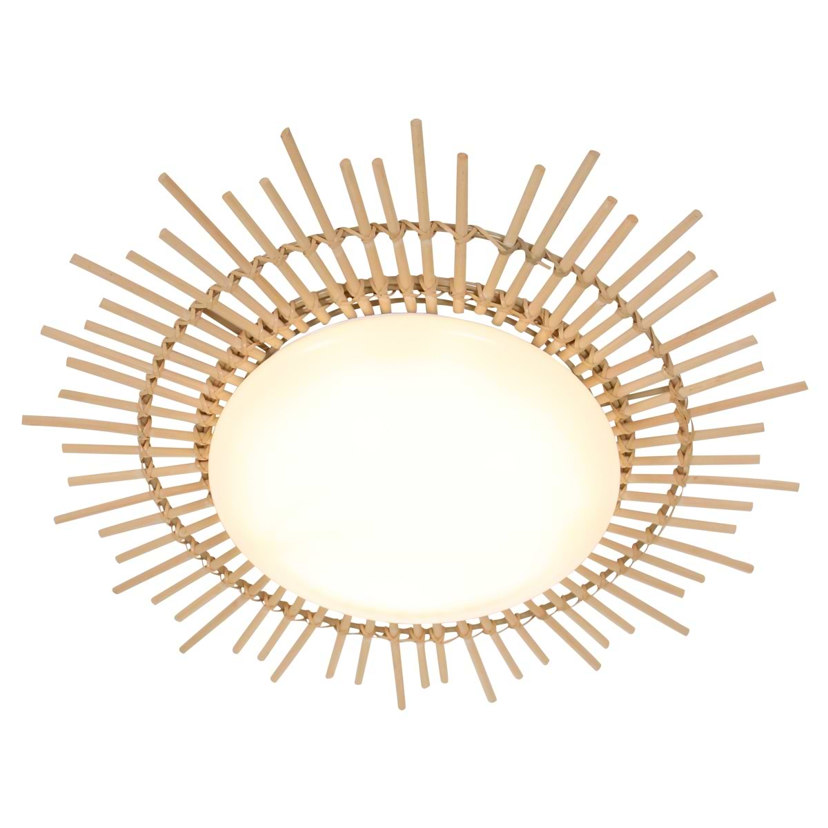 Plafondlamp 7827w+bamboo ring - wit en hout - Aura - Anne light & home