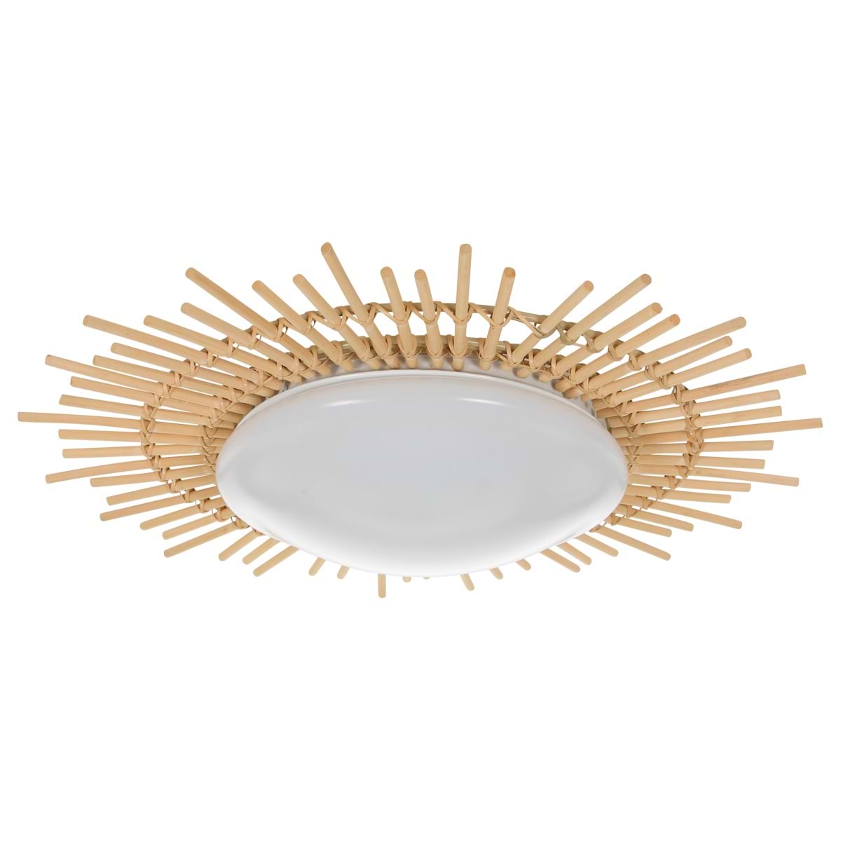 Plafondlamp 7827w+bamboo ring - wit en hout - Aura - Anne light & home
