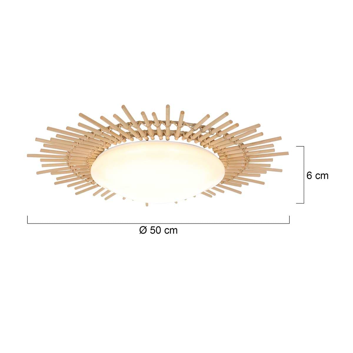 Plafondlamp 7827w+bamboo ring, wit en hout, Aura, Anne light & home - Afbeelding 6