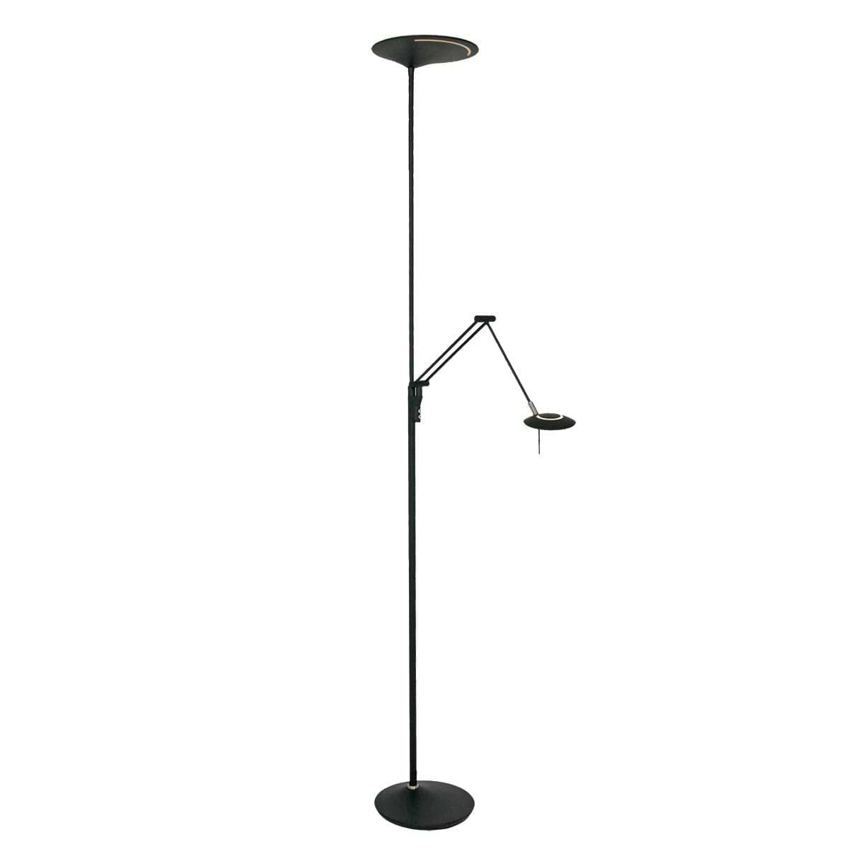 Vloerlamp 2-lichts LED leesarm knik - zwart en chroom - Zodiac LED - Steinhauer